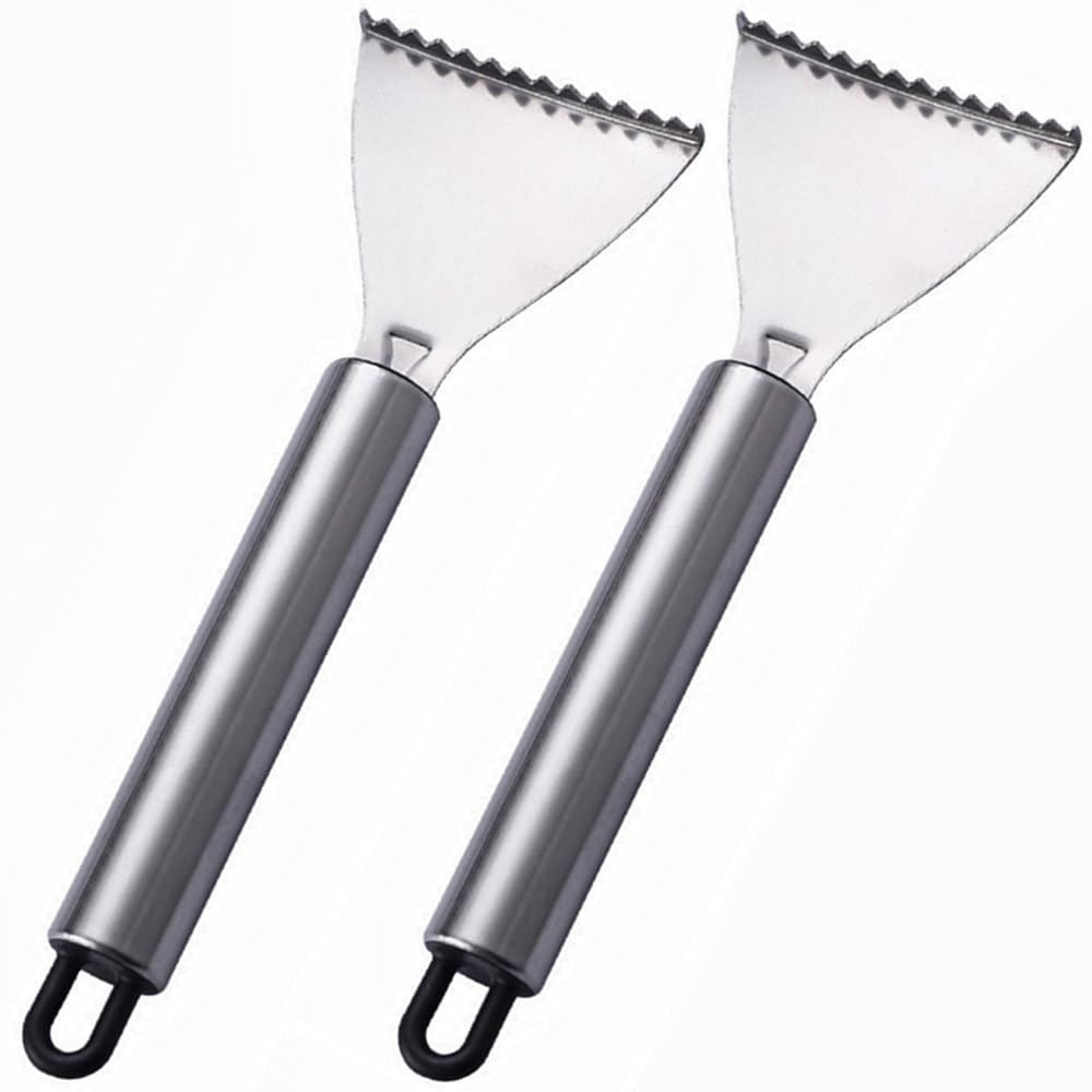 Sharp Stainless Steel Fish Scaler,Multifunction Fish Scale Planer Knife,Fish Scaler Remover Fishs Cleaning Tool Descaler Scales Scraping Tool for Home Market Restaurant (2PCS) - Image 1