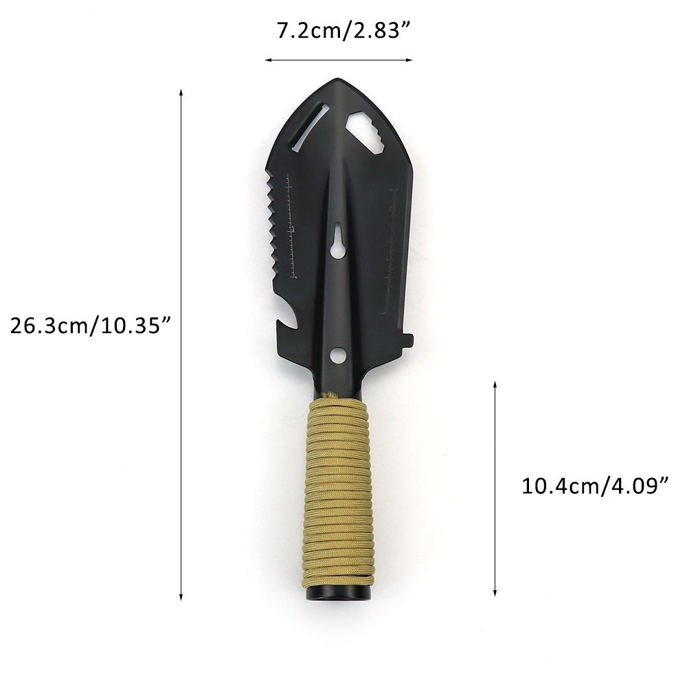 Hiking Trowel, Camping, Backpacking, Portable Shovel, Multitool, Ultralight Camp Tool, with Carrying Pouch, for Gardening, Outdoor, Survival（Silver Engineer Shovel Khaki Handl） - Image 5