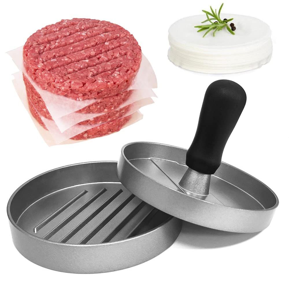 Burger Press Hamburger Press Patty Maker with   Aluminum Hamburger Mold Non-Stick, BBQ Grill Accessories Kitchen Tool for Grilling Black handle spray paint (with coating) - Image 2