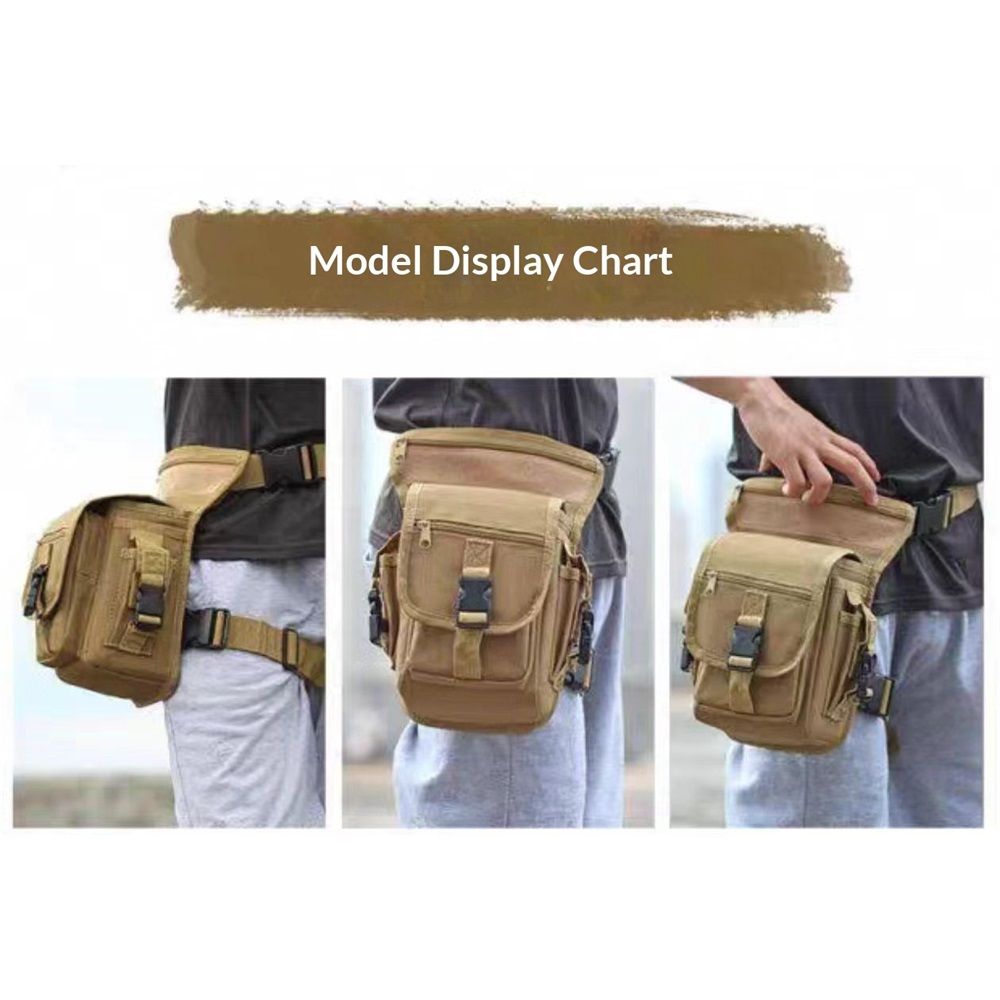 Oxford Drop Leg Bag for Men Women Thigh Water Resistant Fashion Motorcycle Leg Holster Hiking Waist Bag Pouch Tactical Fanny Pack Hip Drop Leg Pouch for Men Women Outdoor （khaki） - Image 4