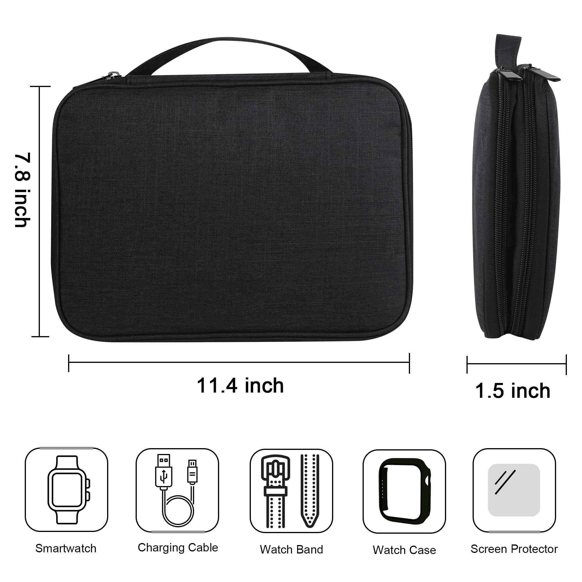 Watch Band Storage Case Watch Band Organizer Bag Watch Band Case and Storage Holder Watch Bands Holder Carrying Case Compatible with 35 Watch Straps and Accessories, Black - Image 5