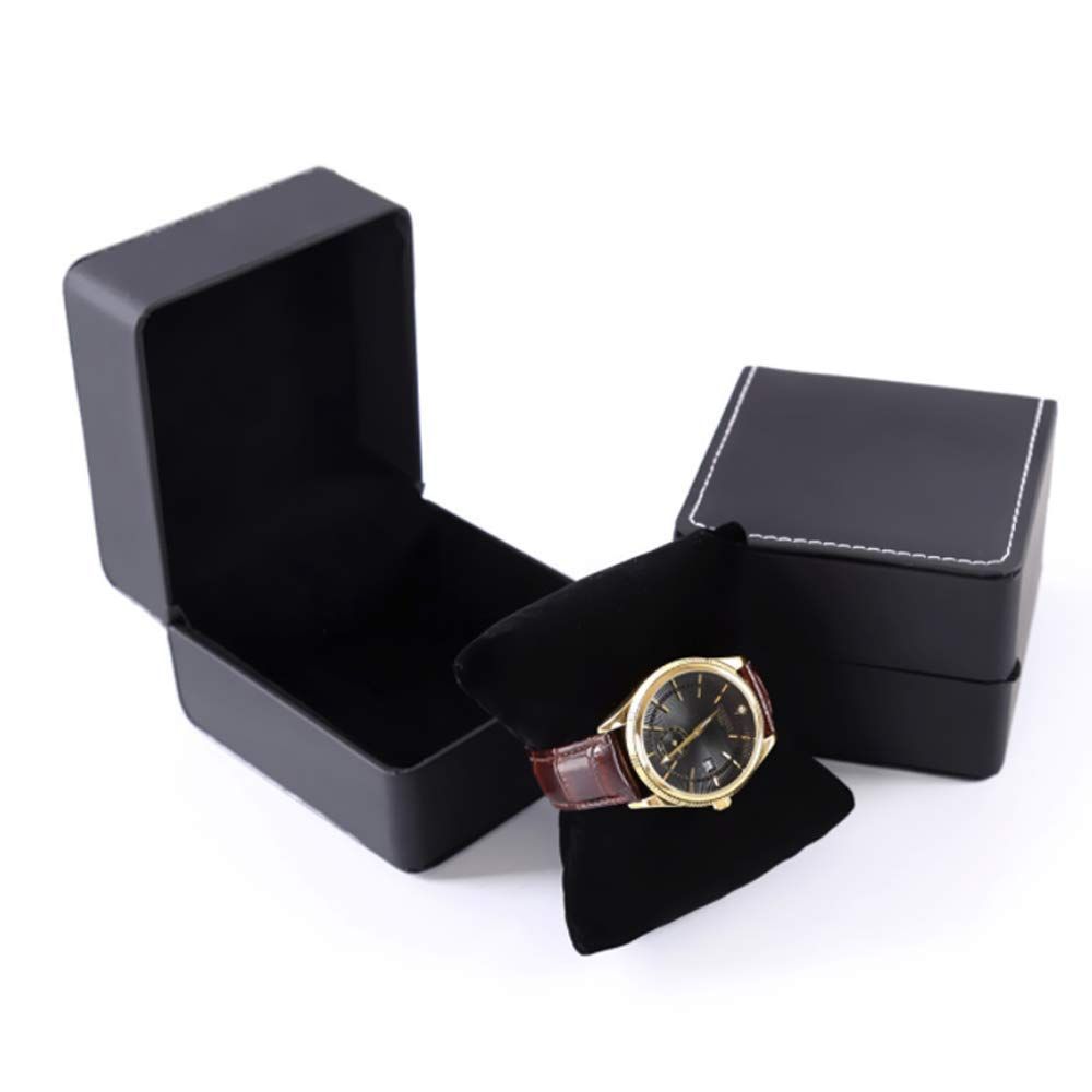 2 pack Watch Box, PU Leather Watch Case, Gift Boxs With Cushion For Most Watches, Smart Watch & jewelry,Watch Organizer as Gifts For Birthday, Men and Women (oniy box, Black) - Image 2