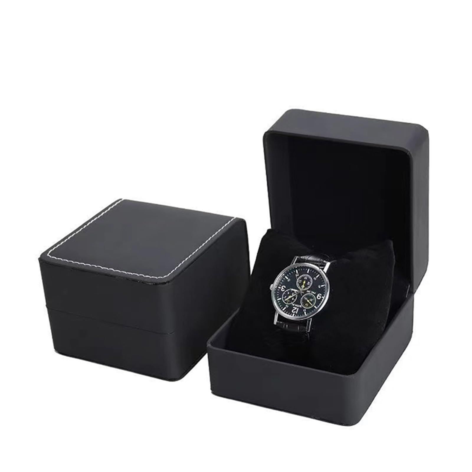 2 pack Watch Box, PU Leather Watch Case, Gift Boxs With Cushion For Most Watches, Smart Watch & jewelry,Watch Organizer as Gifts For Birthday, Men and Women (oniy box, Black) - Image 5