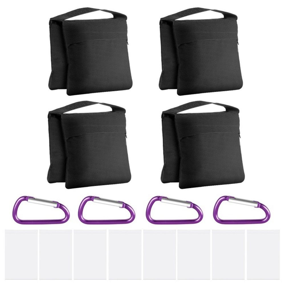 4 Packs Sandbags Weight Bags for Light Stand Photography Video Equipment, Heavy Duty Saddlebag for Backdrop Stand, Photo Tripod, Picnic Table (oniy 4 bag and Mountaineering buckle, bag) - Image 1