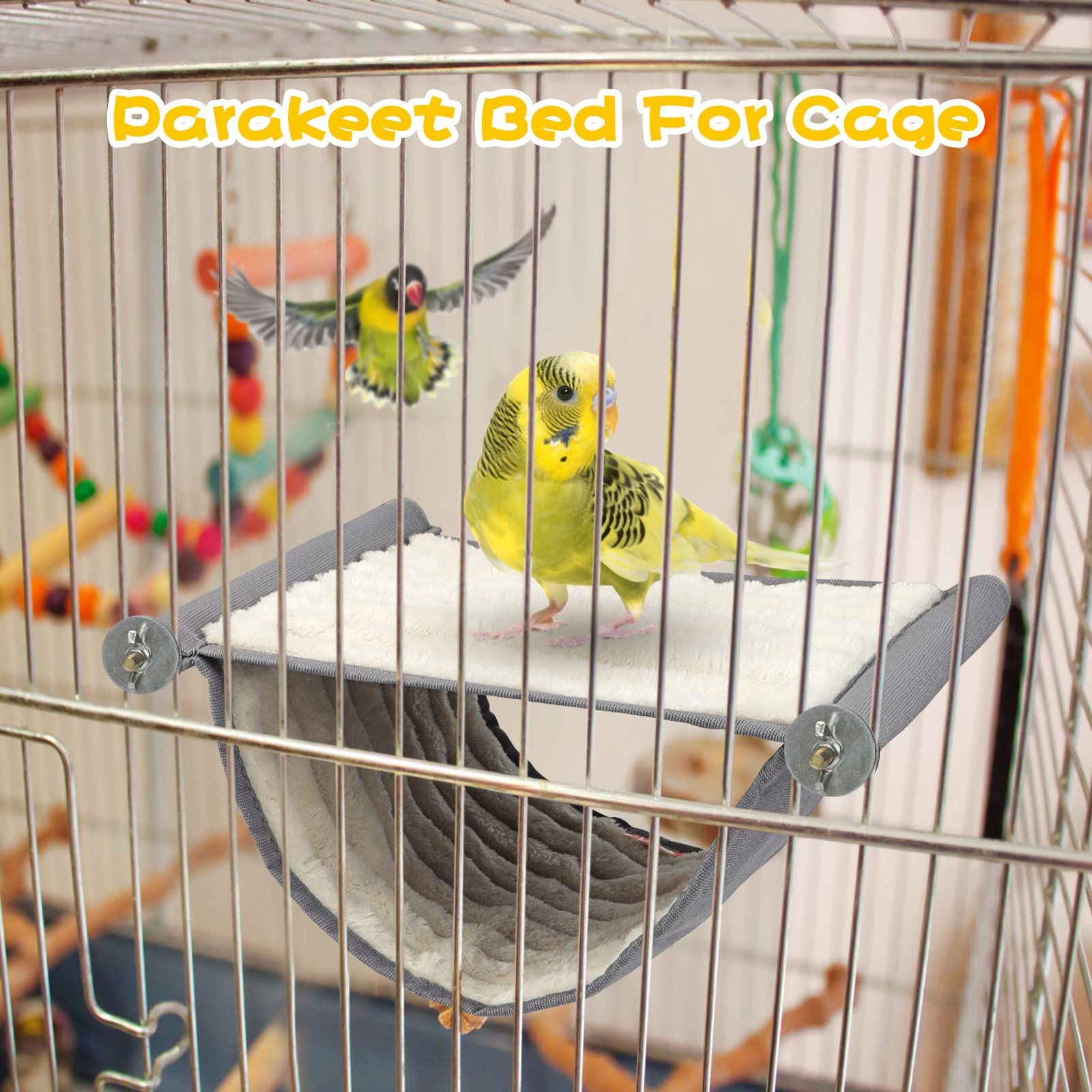 Large White Hanging Hamster and Parrot Bed, Warm Breathable Soft Pet Hanging Bed, Detachable Cat Cradle for Small Animals in Cage and Window Use（L） - Image 5