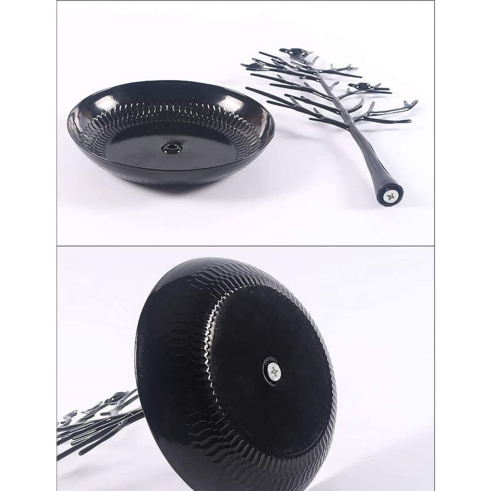 Jewelry Tree Necklace Earring Holder Modern Cute Bird Jewelry Stand for Women Girls Teen,with Tray Antique Rack Tower Decoration, Black (oniy box) - Image 4