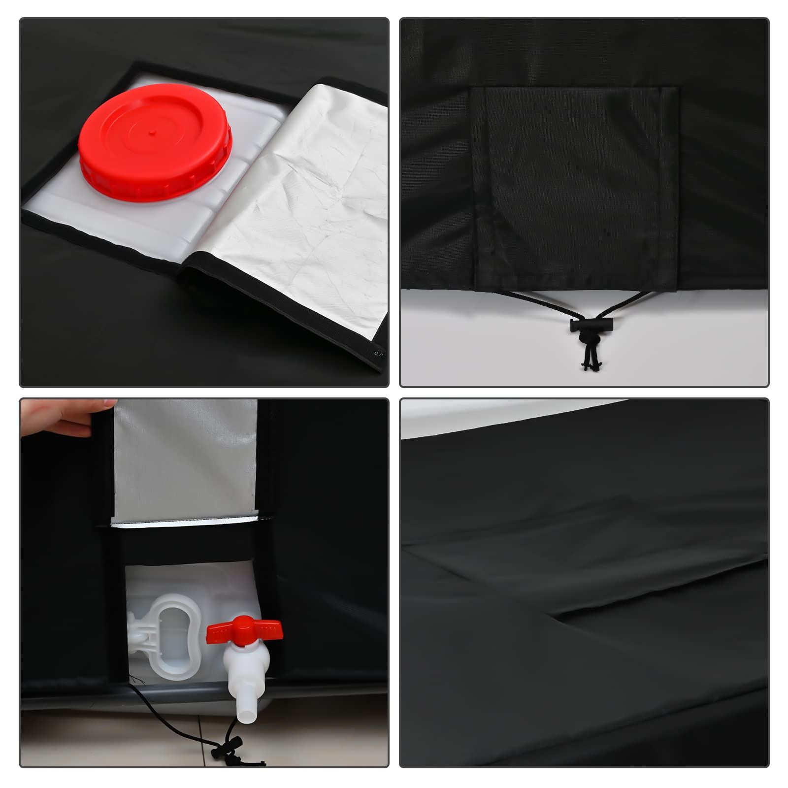 Zipper Tote Cover Barlic for 210D Outdoor Water Tank Protective Cover, Oxford Fabric Protective Cover, Rain/Snow/UV Protection(Black) - Image 2