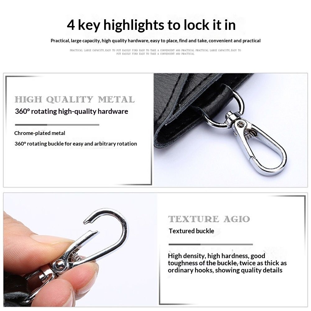 2 pack Compact Leather Car Key Case, Key Holder Key Organizer Wallet, with Card Holder Lightweight Organizer Keychain Black Wallet for Men & Women(Black) - Image 3
