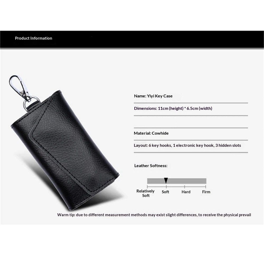 2 pack Compact Leather Car Key Case, Key Holder Key Organizer Wallet, with Card Holder Lightweight Organizer Keychain Black Wallet for Men & Women(Black) - Image 5