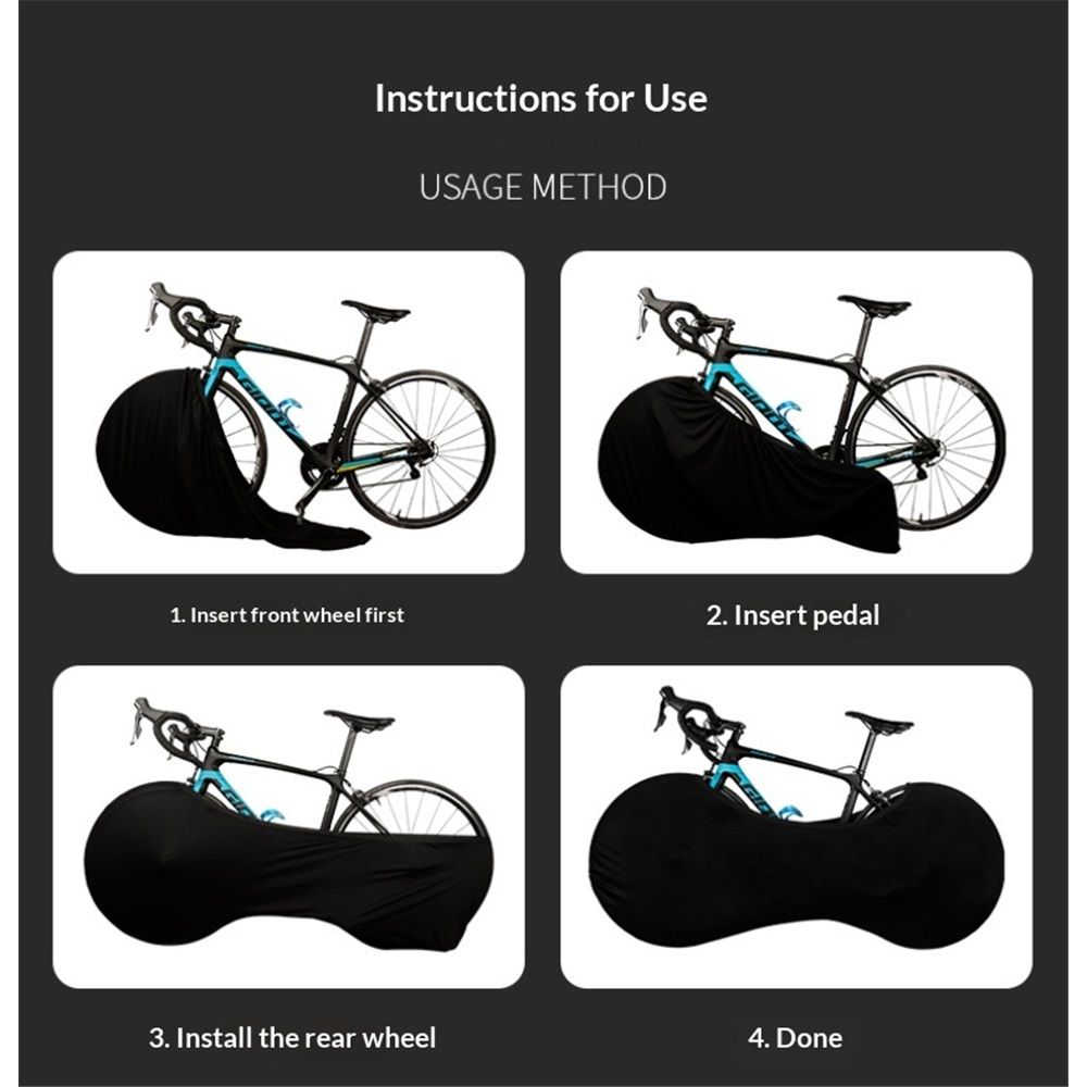 Bike Wheel Cover Indoor Dust-Proof and High Elasticity Bicycle Wheel Bag,Universal for Mountain, Road Bikes (Black) - Image 3