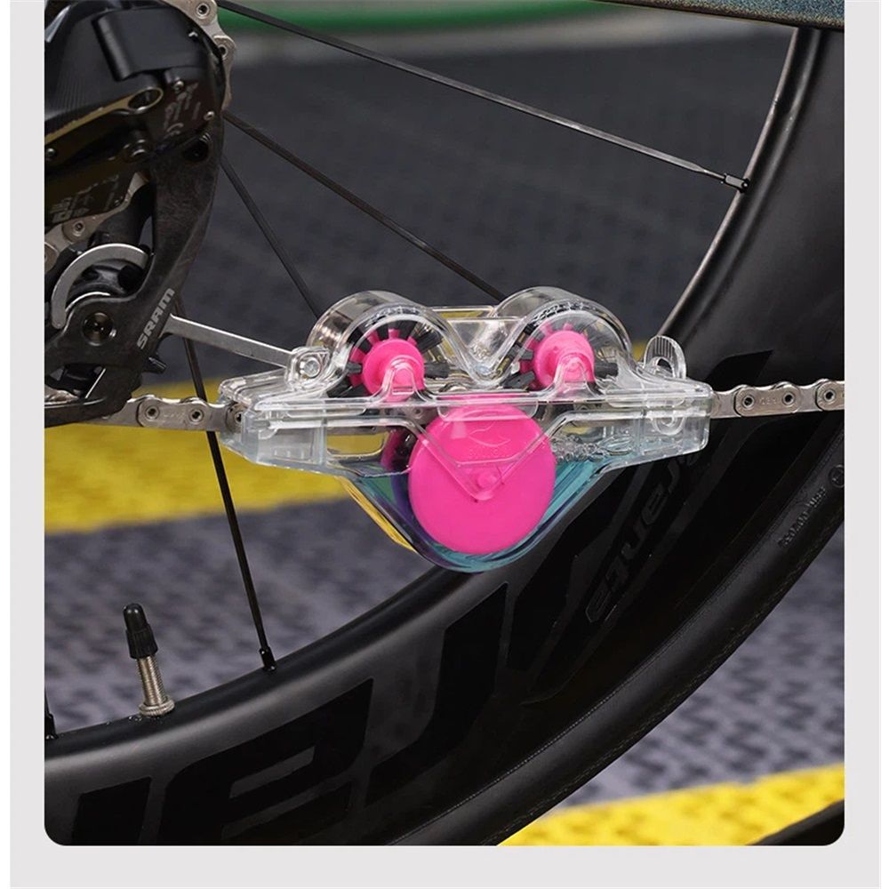 Bike Chain Cleaning Tool, Multi functional chain cleaner Suitable for Mountain Bike, Road Bike,Bicycle Cleaning Brush Tool for Drivetrain (pink) - Image 5