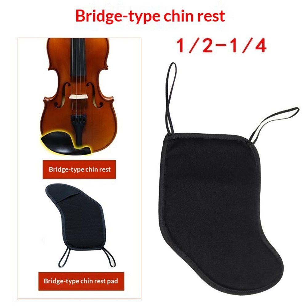 2 Pcs Violin Chinrest Pad 1/2 1/4 Cotton Chin Rest Cover Violin Shoulder to Practice, Black （Style 2) - Image 2