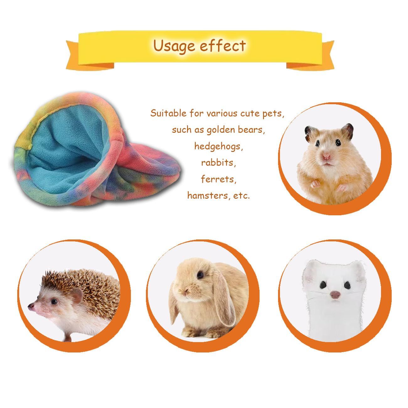 2 pack Guinea Pig Hideout, Soft Fleece Rabbit Snuggle Sack, Small Animal House Ferret Cozy Cave Hamster Sleeping Bag for Small Pet/Ferret/Chinchilla/Bunny - Image 5