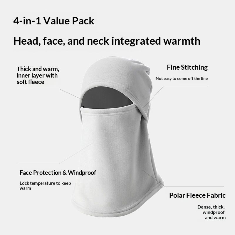 Cold Weather Ski Mask for Men Windproof Thermal Winter Scarf Mask Women Neck Warmer Hood for Cycling（Milk white gray） - Image 2