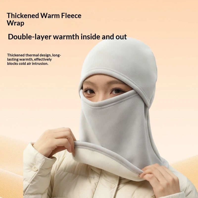 Cold Weather Ski Mask for Men Windproof Thermal Winter Scarf Mask Women Neck Warmer Hood for Cycling（Milk white gray） - Image 3