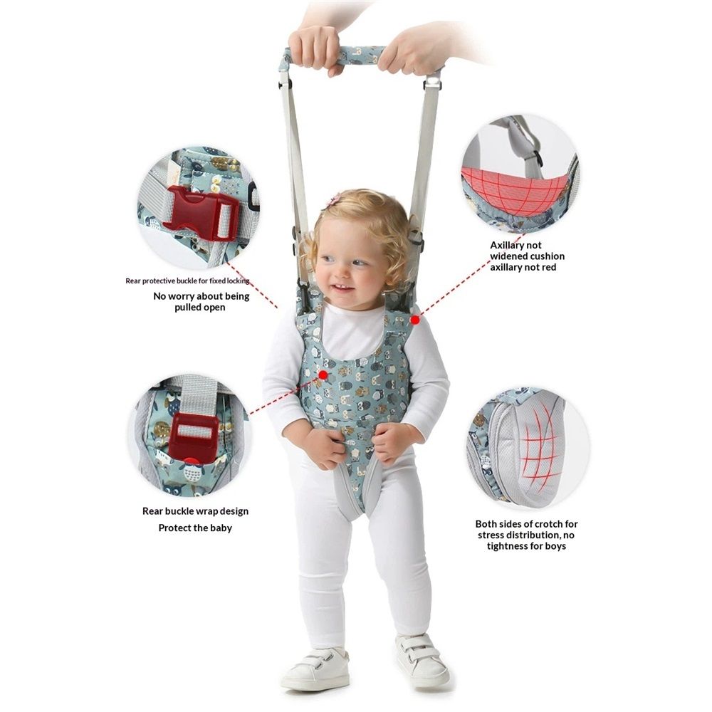 Baby Walker, Handheld Kids Toddler Walking Harness Helper Assistant Protective Belt Child Activity Walker Adjustable Standing Up Walking Learning Helper for Toddler 8-24 Month (Blue & Grey) - Image 4