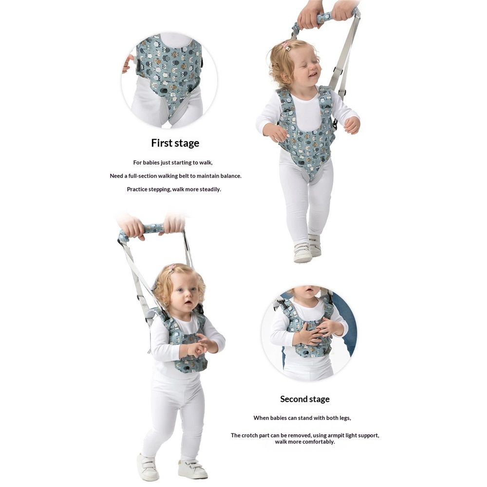 Baby Walker, Handheld Kids Toddler Walking Harness Helper Assistant Protective Belt Child Activity Walker Adjustable Standing Up Walking Learning Helper for Toddler 8-24 Month (Blue & Grey) - Image 5
