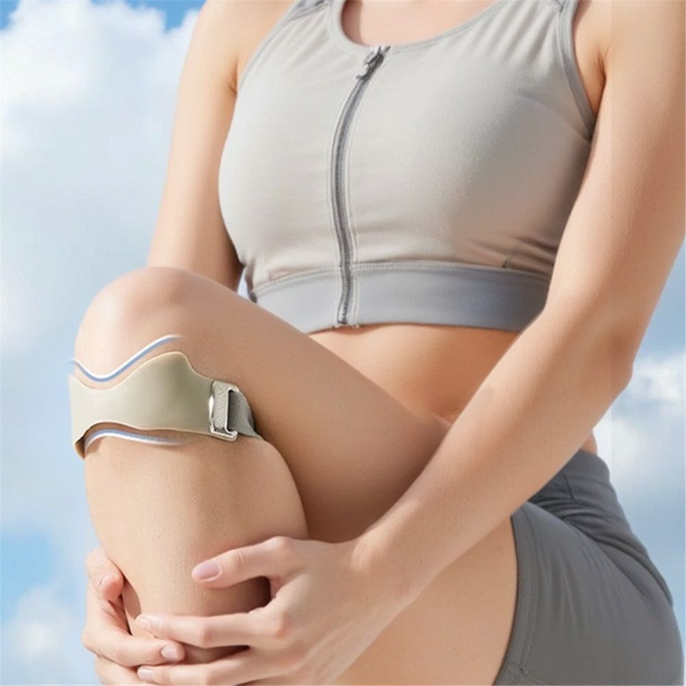 2 Packs Airbag patellar tendon support Strap, Adjustable breathable anti slip Knee Brace for Tendonitis Pain knee Relief Exercise, run, hike,play ball, high jump, climb,ride (Gray-1 pair) - Image 2