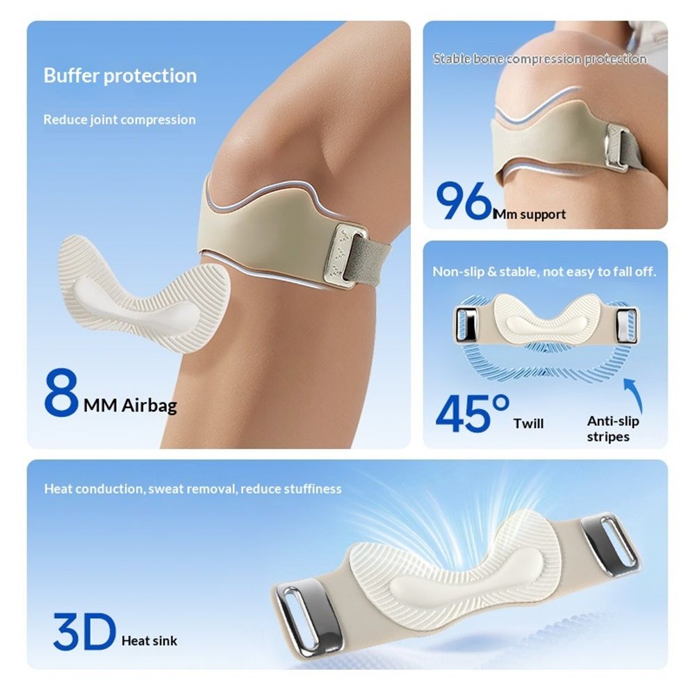2 Packs Airbag patellar tendon support Strap, Adjustable breathable anti slip Knee Brace for Tendonitis Pain knee Relief Exercise, run, hike,play ball, high jump, climb,ride (Gray-1 pair) - Image 4