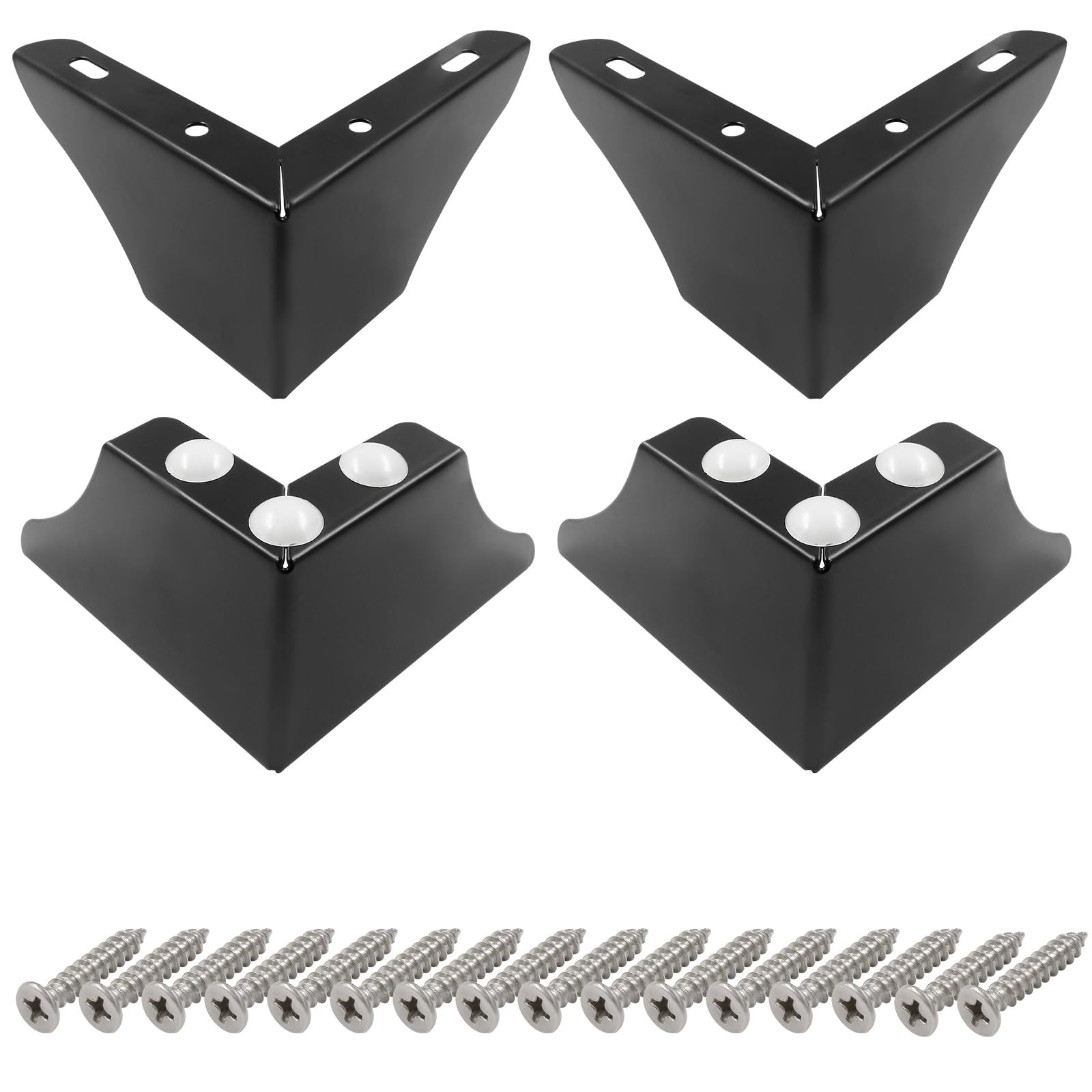 4Pcs 8CM/3 Inch Modern Metal Furniture Sofa Cabinet Legs with Mounting Screws - DIY Replacement Legs Set for Furniture Cabinet Foot Legs Sofa Bed Desk Table Feet Support, Black - Image 1