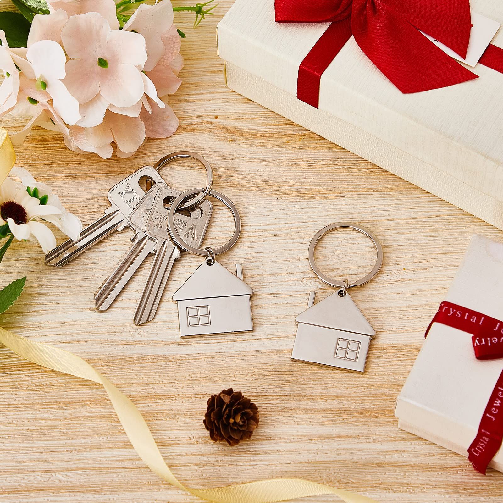 15pcs House Key Chain House Shaped Pendant Keychains Home Keychain Set Cute Home with Window Key Charm Metal Keyring Gift - Image 2