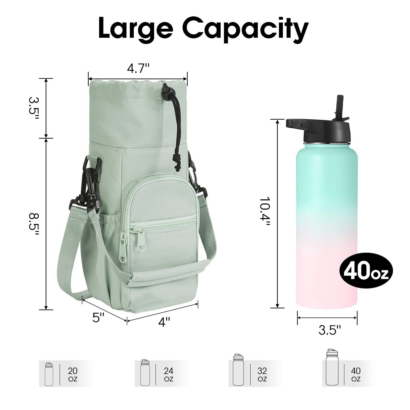 Water Bottle Holder with Strap 32oz 40oz Insulated Water Bottle Carrier Sling Bag with Phone Pocket Crossbody - Image 2