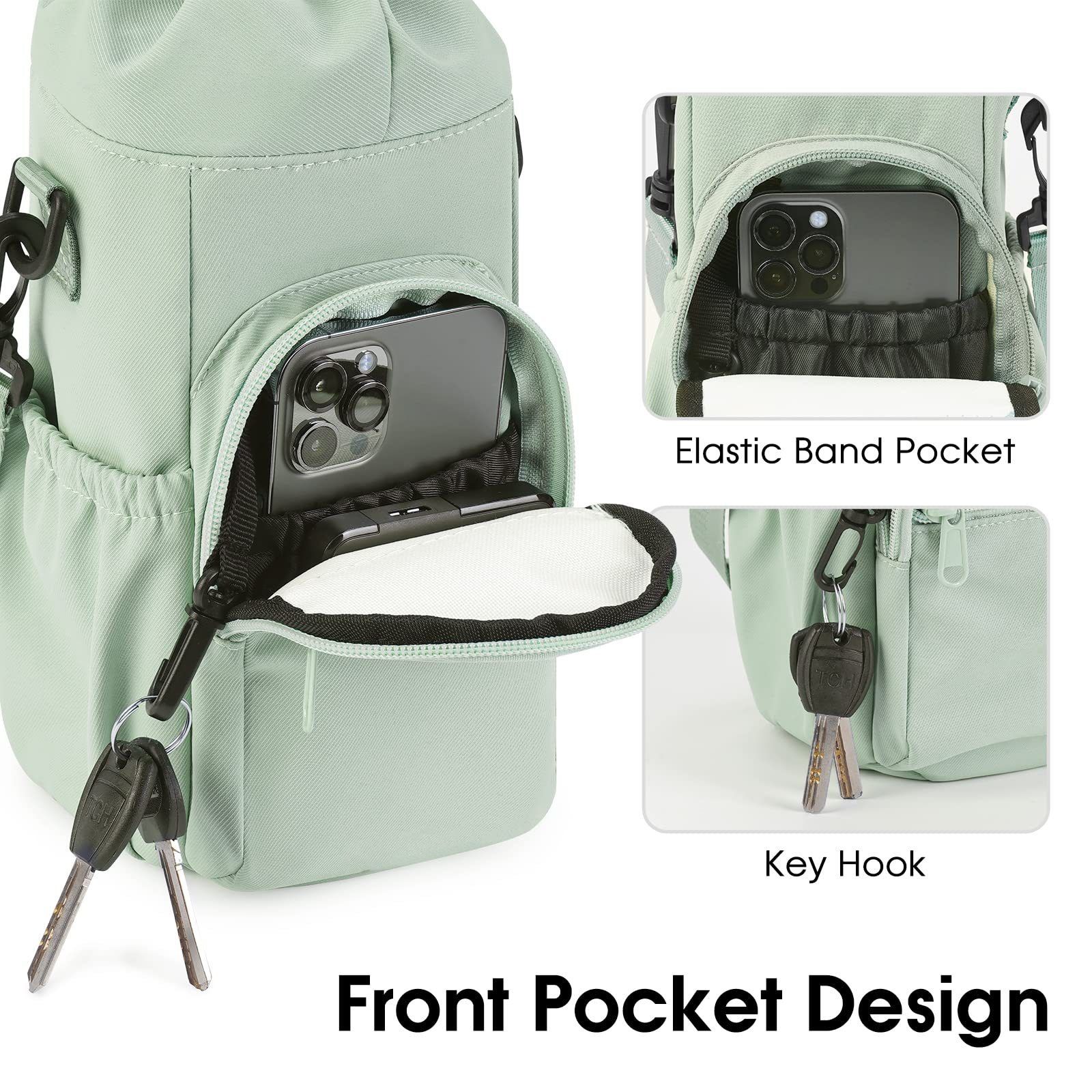 Water Bottle Holder with Strap 32oz 40oz Insulated Water Bottle Carrier Sling Bag with Phone Pocket Crossbody - Image 4