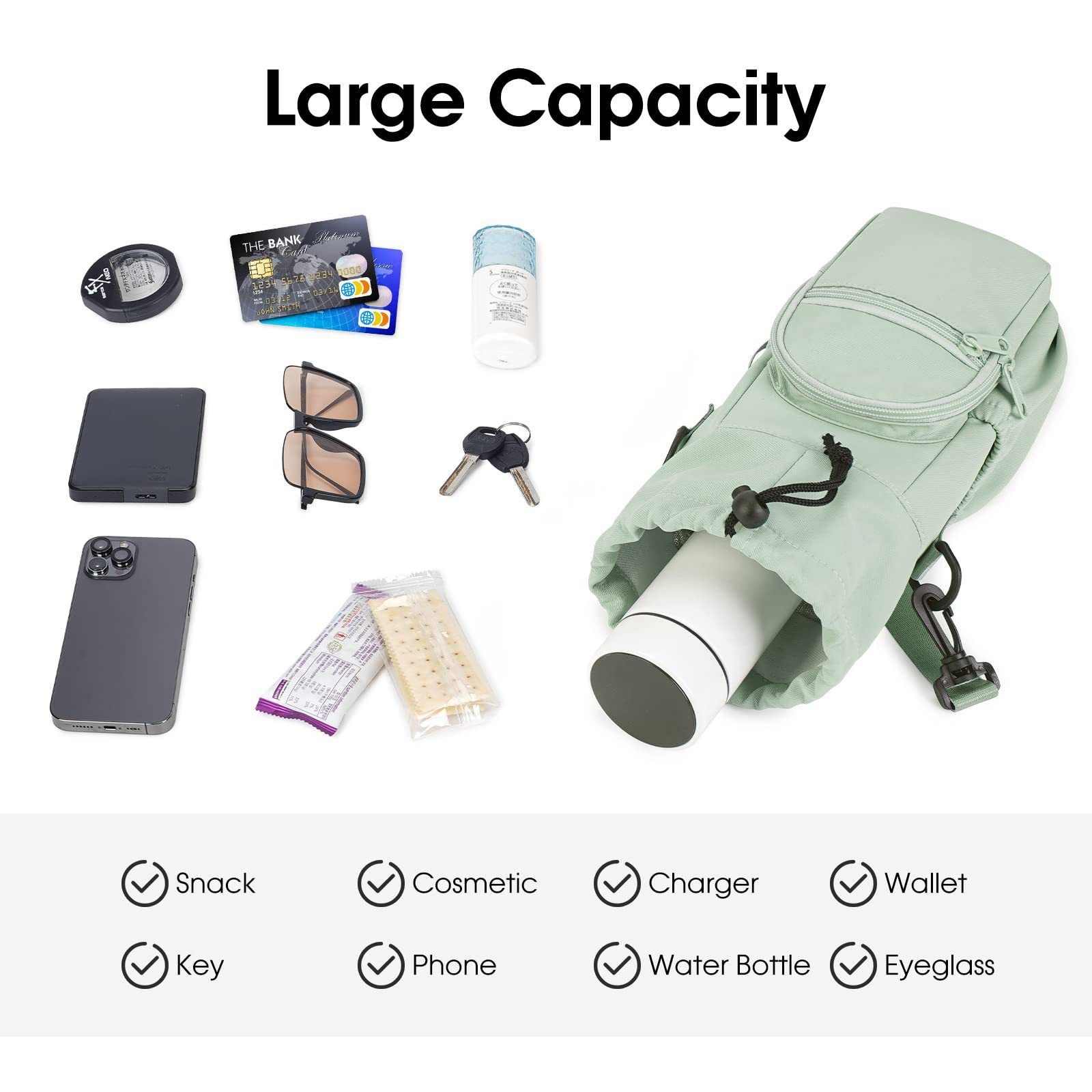Water Bottle Holder with Strap 32oz 40oz Insulated Water Bottle Carrier Sling Bag with Phone Pocket Crossbody - Image 5