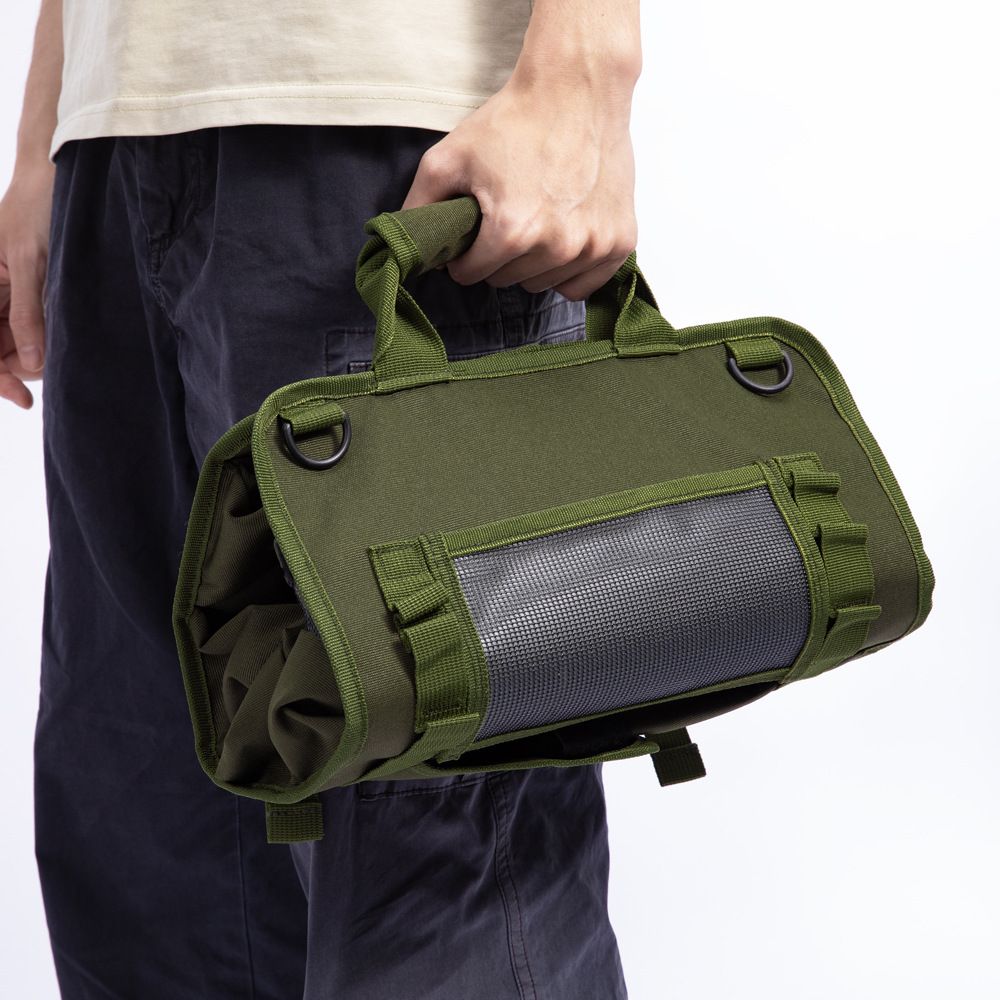 Tool Bag Roll Up, Heavy Duty Portable Soft Tool Storage Organization, Foldable Empty Rollup Organizer Rollable Carrying Toolbag, Dad Men Mechanic Welding Birthday Gift, Green - Image 4