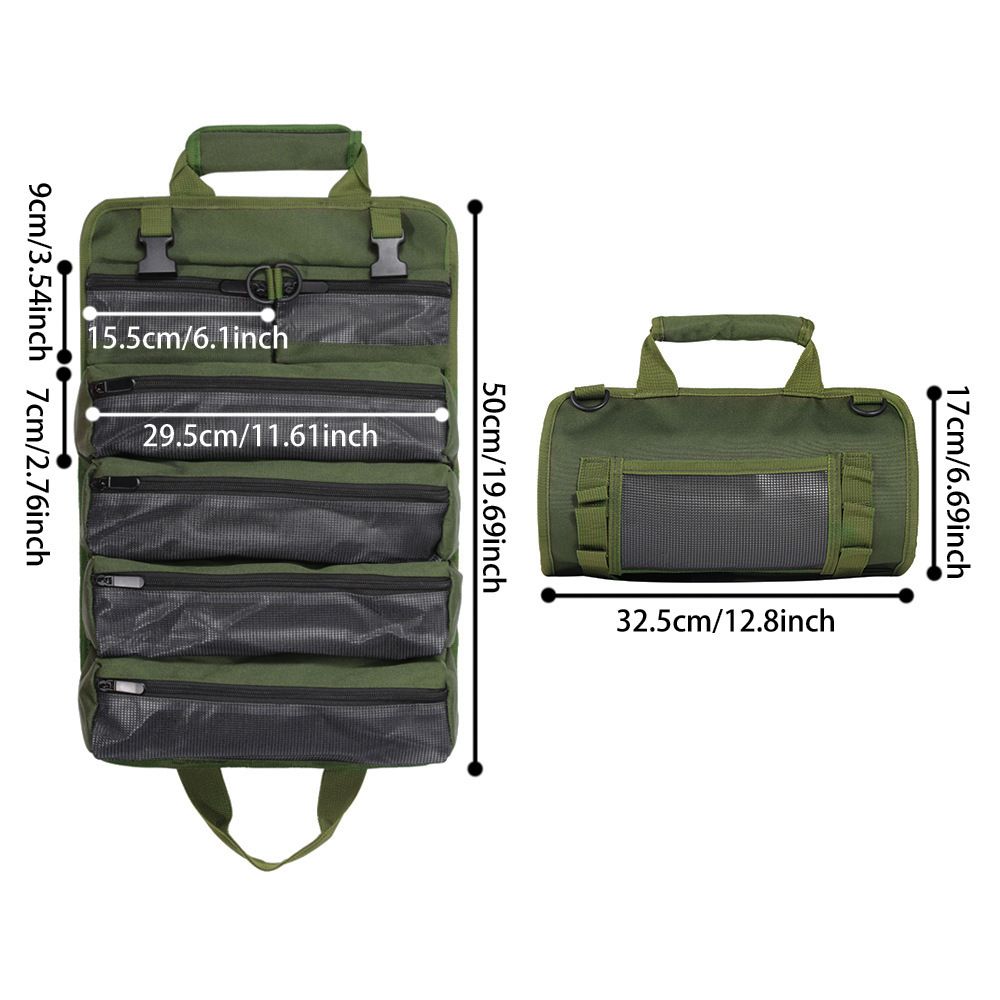 Tool Bag Roll Up, Heavy Duty Portable Soft Tool Storage Organization, Foldable Empty Rollup Organizer Rollable Carrying Toolbag, Dad Men Mechanic Welding Birthday Gift, Green - Image 5