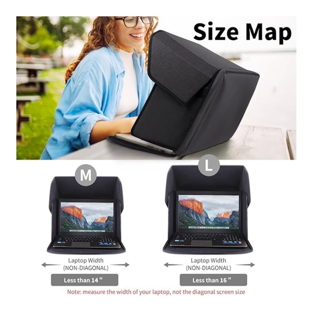 Laptop Sun Shade,Laptop Sun Glare Shield Privacy Screen Hood Laptop Sunshade Bag for Working Outside Outdoor Foldable Laptop Shield Cover Outside（L） - Image 3