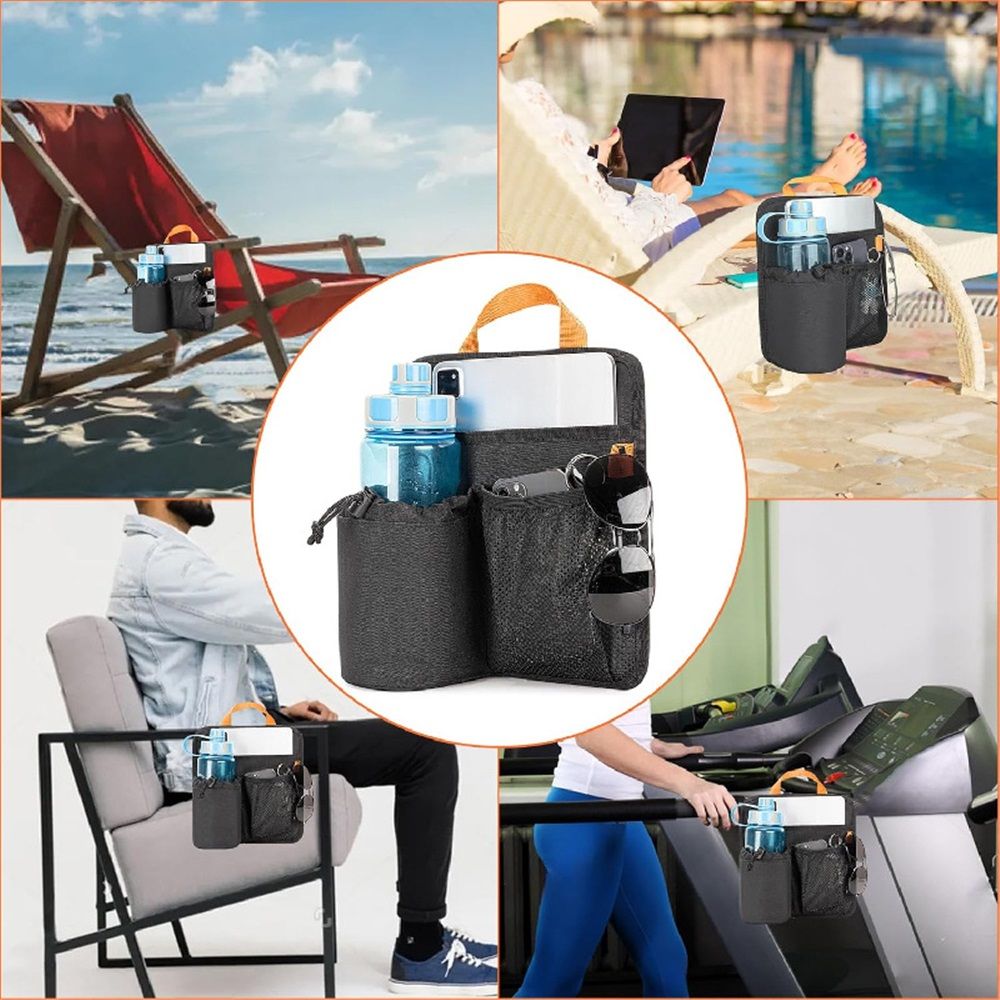 Beach Chair Cup Holder, Chair Side Organizer Easily Attached to Armrest with 2 Self-Adhesive Fastener Strap, Hanging Chair Attachment for Water Bottle, Sunglasses, Phone, Snack, etc.. - Image 3