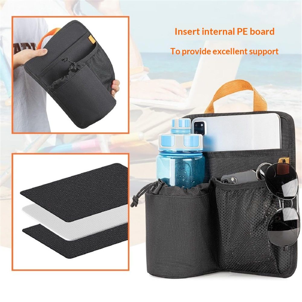 Beach Chair Cup Holder, Chair Side Organizer Easily Attached to Armrest with 2 Self-Adhesive Fastener Strap, Hanging Chair Attachment for Water Bottle, Sunglasses, Phone, Snack, etc.. - Image 4