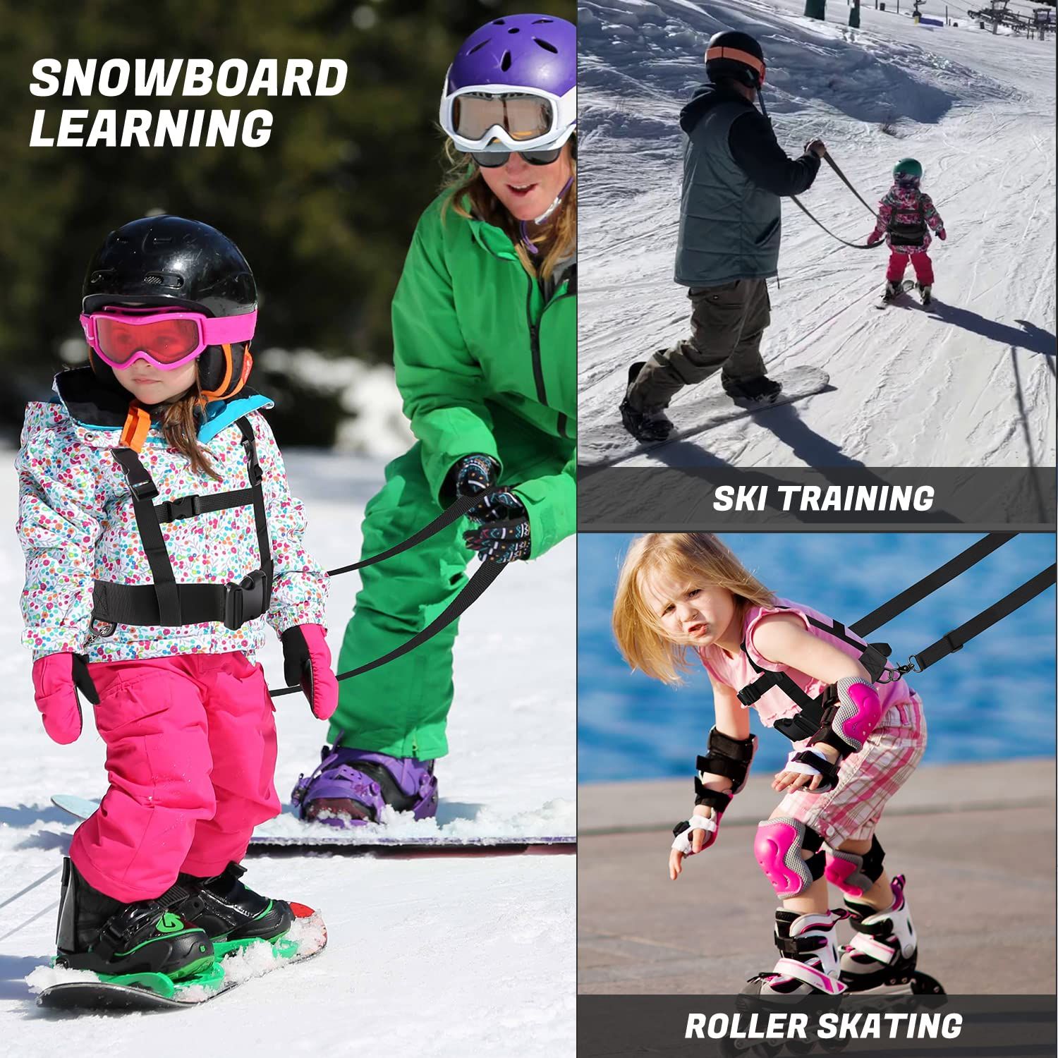 Kids Ski Snowboard Training Harness Toddler Skiing Harness with Removable Leash Speed Control Teaching for Beginners - Image 3