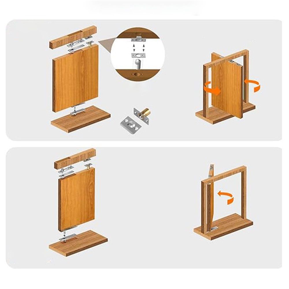 Heavy Duty Pivot Hinge for Wood Door - Stainless Steel Hidden Door Hinge for Secret Door, with 360 Degree Rotation, Invisible Pivot Door Hardware for Bookshelf. - Image 3