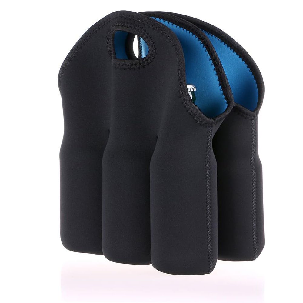 Set of 2 - Insulated Neoprene Wine Carrier Tote Bag + 6 Pack Beer Water Can Carrier Tote Bottle Holder Bottle Cooler Bag - Perfect for Travel with Secure Carry Handle - Image 3