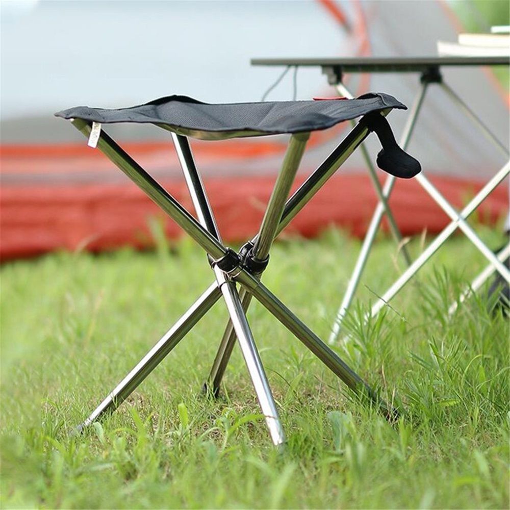Ultra-Lightweight Stainless Steel Folding Camping Stool - Compact Portable Backpacking Stool with Carry Bag  Folded Size for Hiking Travel Outdoor Events - Image 3