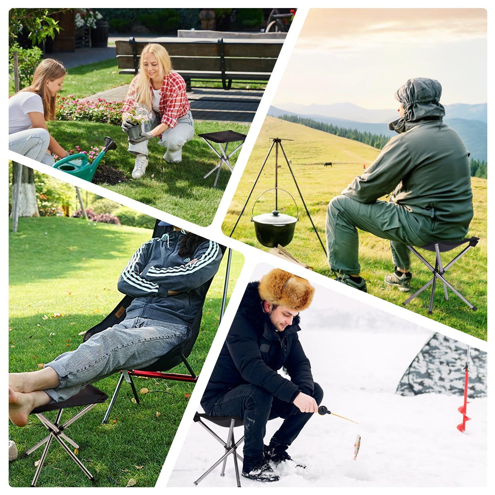 Ultra-Lightweight Stainless Steel Folding Camping Stool - Compact Portable Backpacking Stool with Carry Bag  Folded Size for Hiking Travel Outdoor Events - Image 4