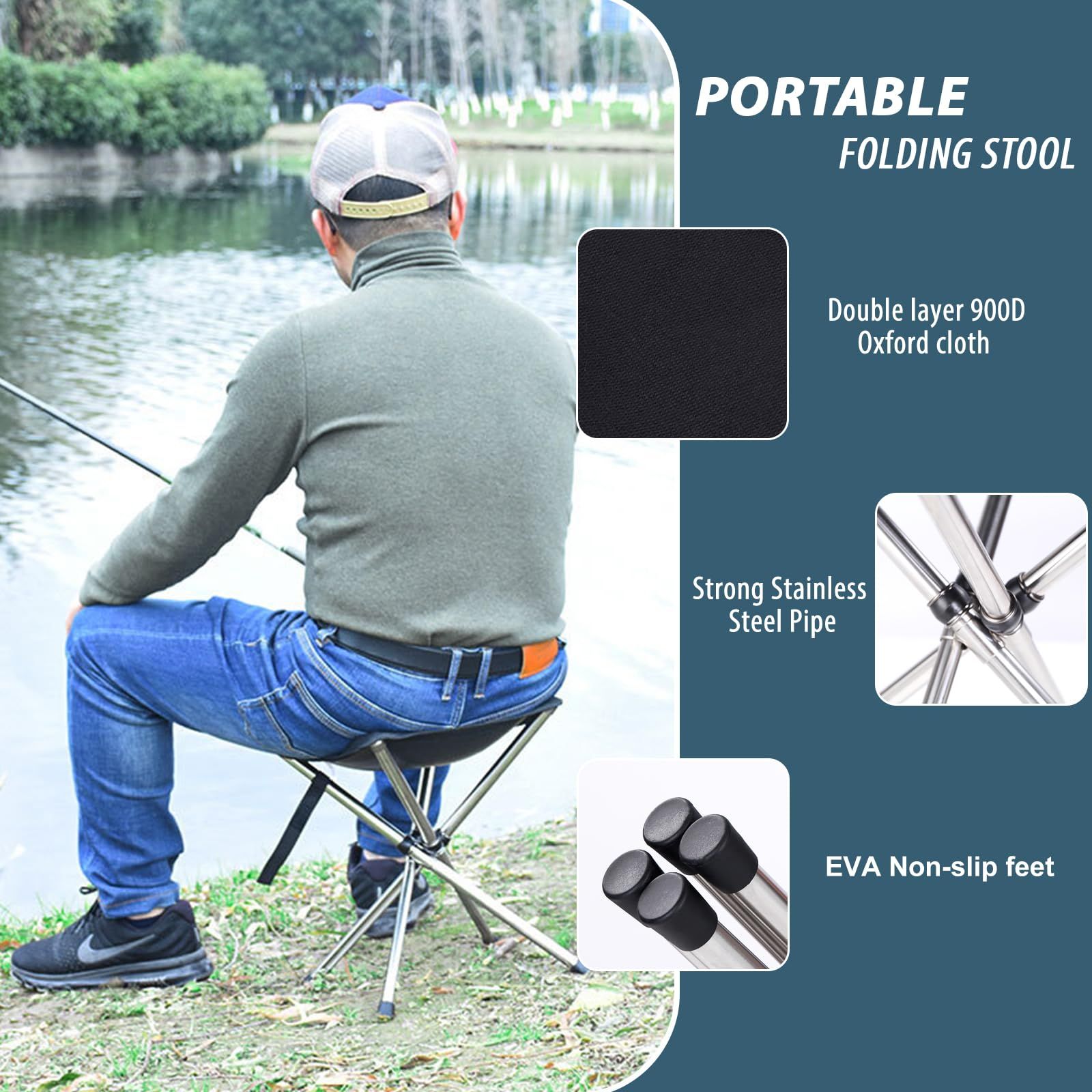 Ultra-Lightweight Stainless Steel Folding Camping Stool - Compact Portable Backpacking Stool with Carry Bag  Folded Size for Hiking Travel Outdoor Events - Image 5