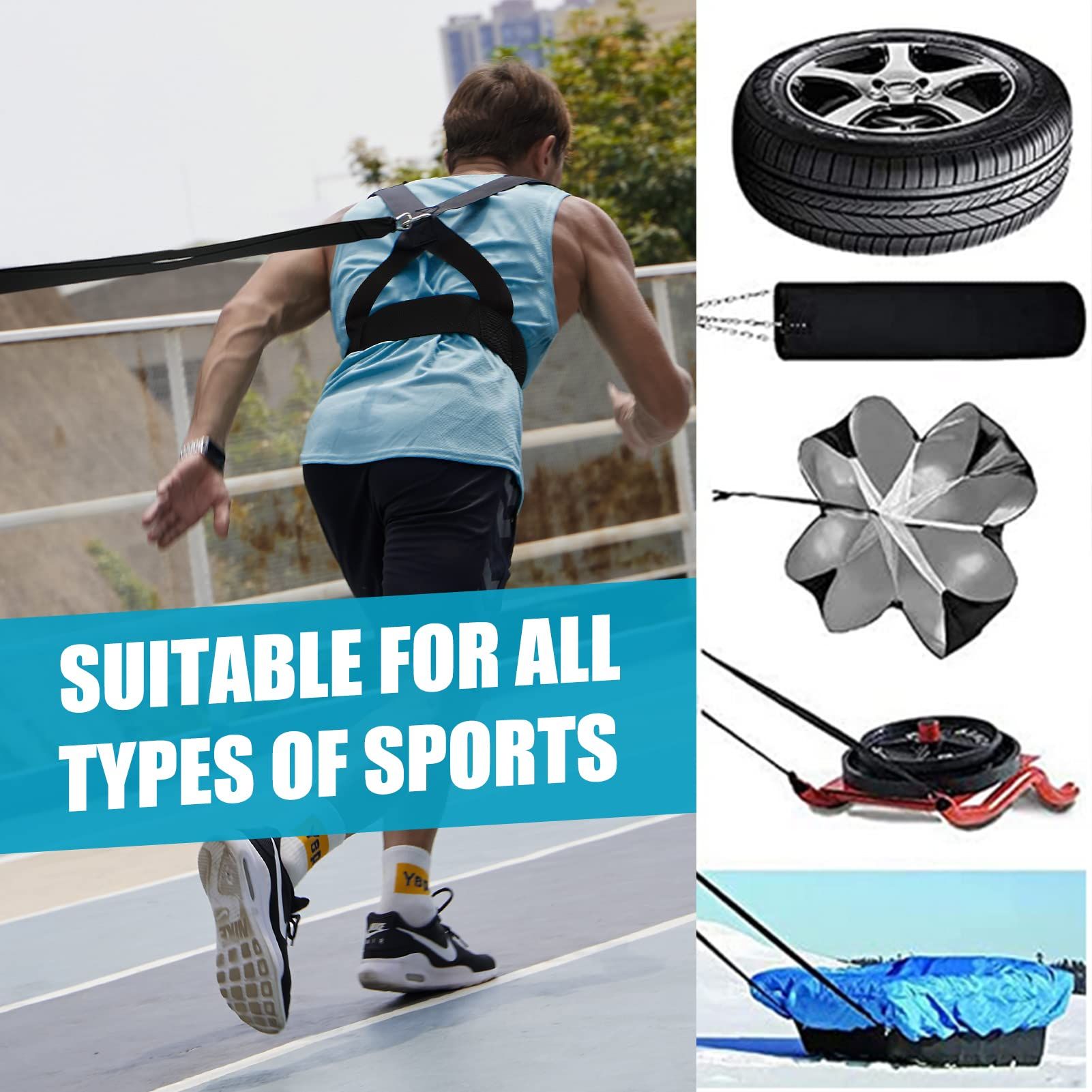 Sled Harness Workout Resistance and Assistance Trainer Physical Training Resistance Rope Kit Improving Speed, Stamina and Strength - Image 4