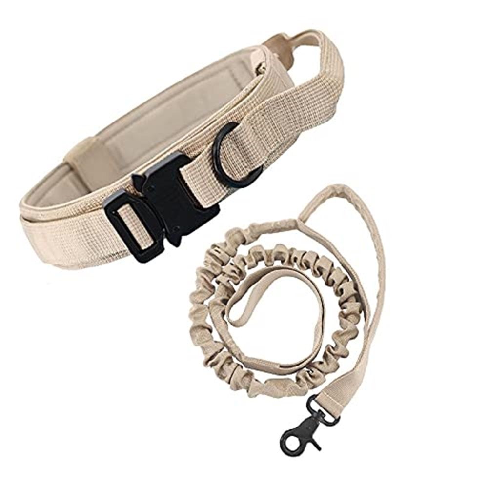 Reflective Nylon  Dog Collar Military Adjustable Durable for Large German Shepherd Outdoor Working Training Walking with Leash (XL, Khaki) - Image 1