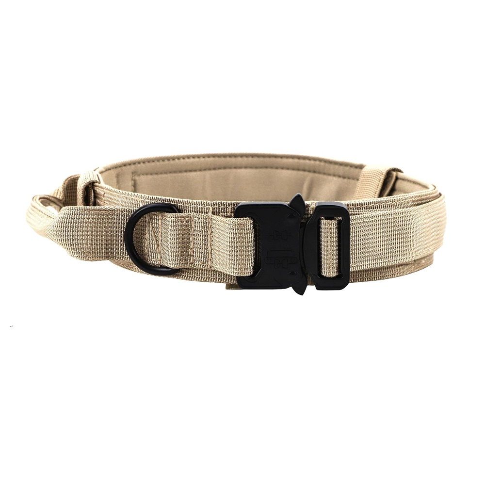 Reflective Nylon  Dog Collar Military Adjustable Durable for Large German Shepherd Outdoor Working Training Walking with Leash (XL, Khaki) - Image 3