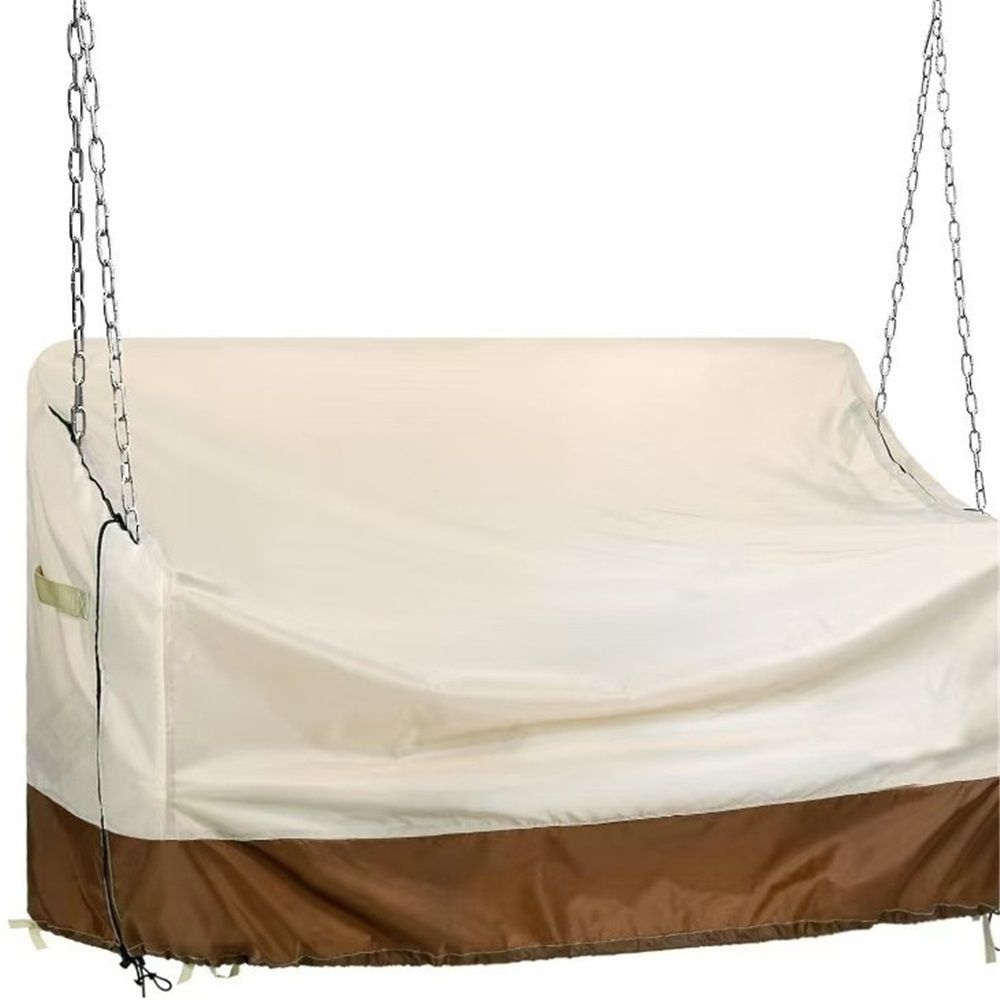 Porch Swing Cover, 56x32x25 Inches, Outdoor Swing Cover Waterproof for Patio Garden Furniture, Patio Swing Cover All Weather Protection ( Beige +brown) - Image 1