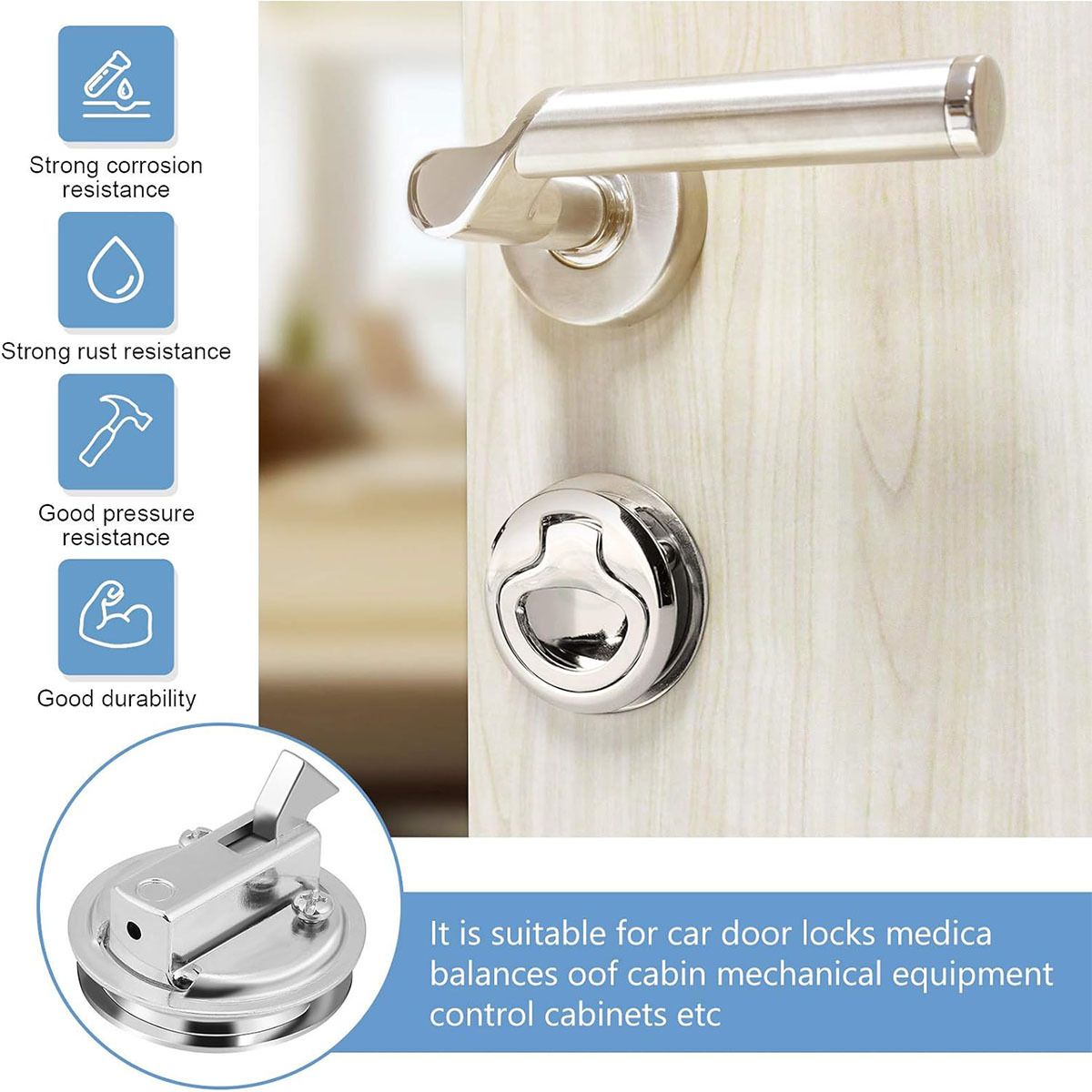Flush Pull Slam Latch Stainless Steel Round Pull Latch for RV Boat Deck Hatch Door Cabinet Hardware Door Locking Style (B)2pcs - Image 2
