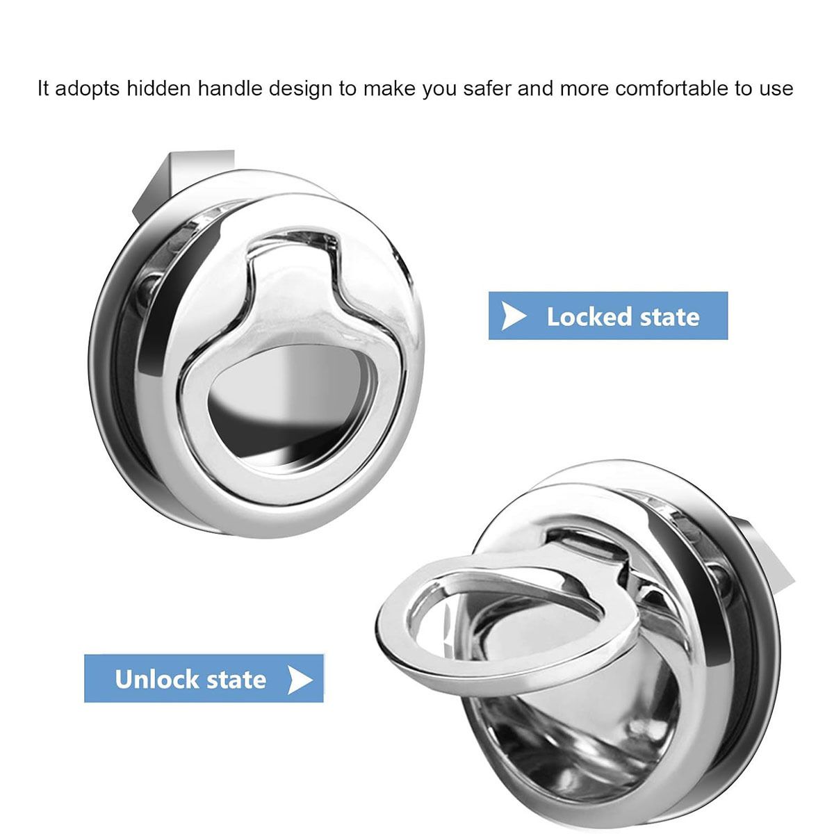 Flush Pull Slam Latch Stainless Steel Round Pull Latch for RV Boat Deck Hatch Door Cabinet Hardware Door Locking Style (B)2pcs - Image 3