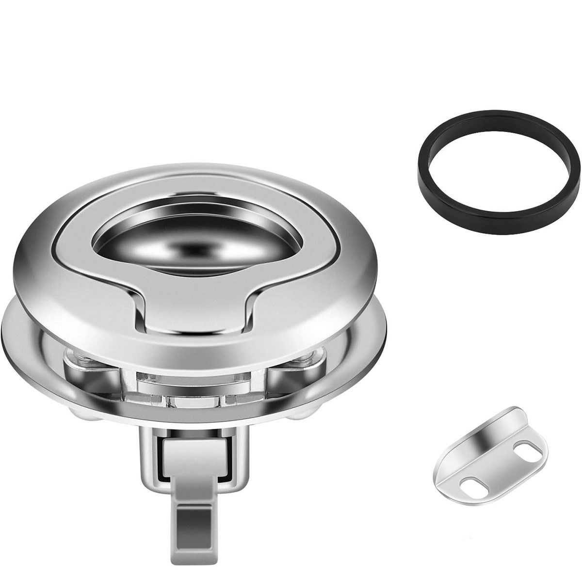 Flush Pull Slam Latch Stainless Steel Round Pull Latch for RV Boat Deck Hatch Door Cabinet Hardware Door Locking Style (B)2pcs - Image 5