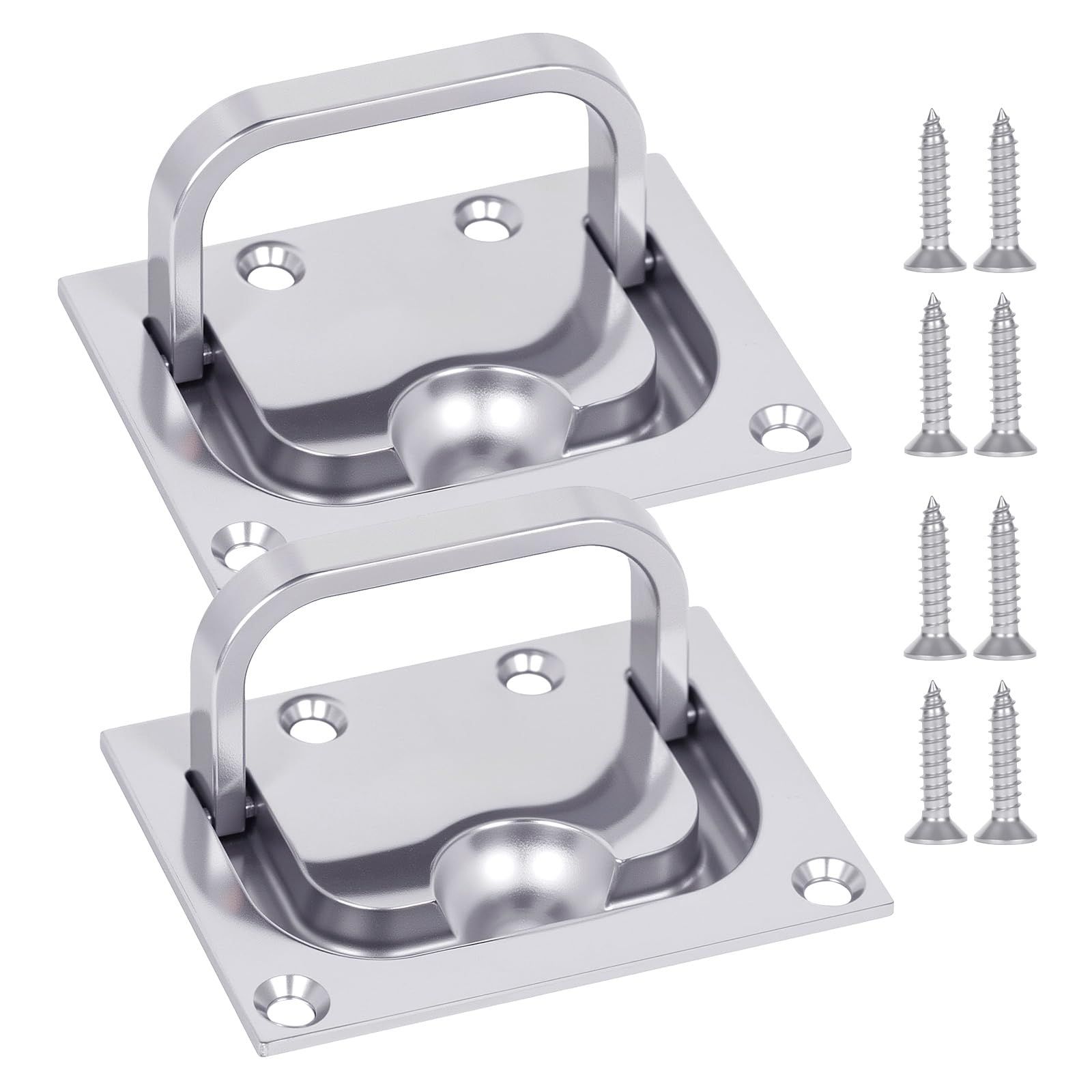 316 Stainless Steel Hatch Pull Flush Lift Boat Ring Hatches Pull Handle with Mount Screws for Boat Deck Hatch Handle and Home Furniture Recessed Handle etc - Image 1