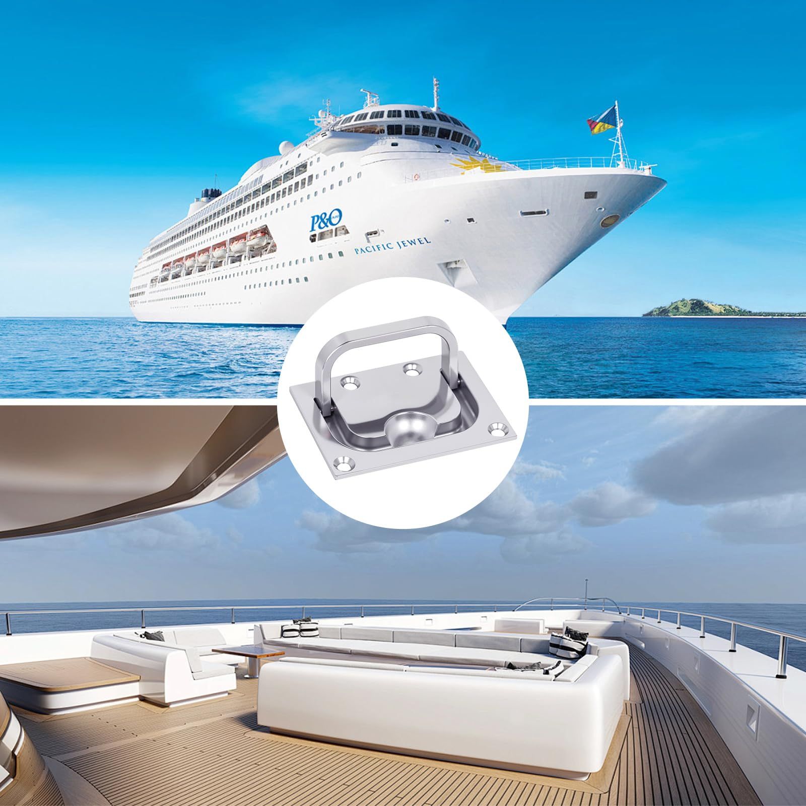316 Stainless Steel Hatch Pull Flush Lift Boat Ring Hatches Pull Handle with Mount Screws for Boat Deck Hatch Handle and Home Furniture Recessed Handle etc - Image 2