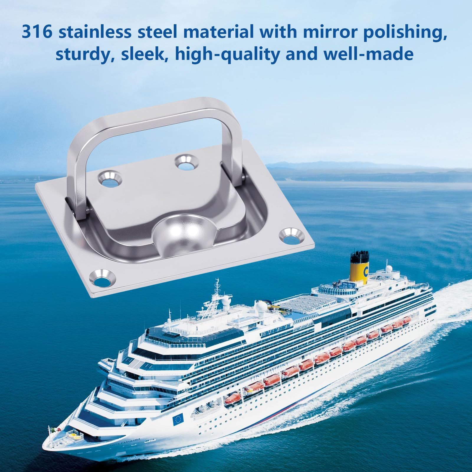 316 Stainless Steel Hatch Pull Flush Lift Boat Ring Hatches Pull Handle with Mount Screws for Boat Deck Hatch Handle and Home Furniture Recessed Handle etc - Image 3