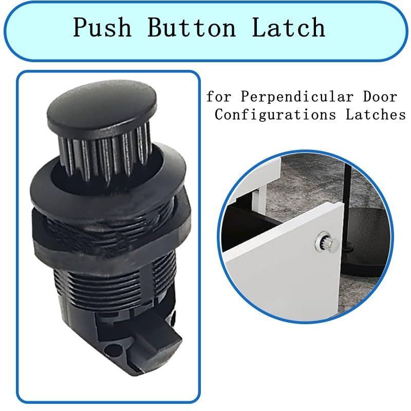 2Pcs Push Button Latch, Push to Close Latches for Perpendicular Door Configurations Latches - Push-to-Close Latches - Knob Stores Flush (Black) - Image 2